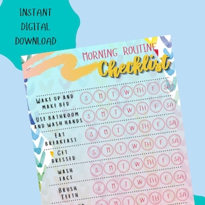 Kids&#39; Morning Routine Activities Printable Checklist
