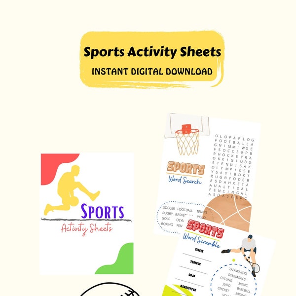 Sports Activity Sheets Puzzle Pages for Kids
