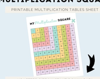 Multiplication Square Printable Sheet for Teaching Multiplication Tables