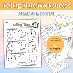 Telling Time Worksheets Analog and Digital Clocks