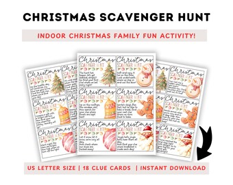 Indoor Christmas Scavenger Hunt with Printable Clue Cards