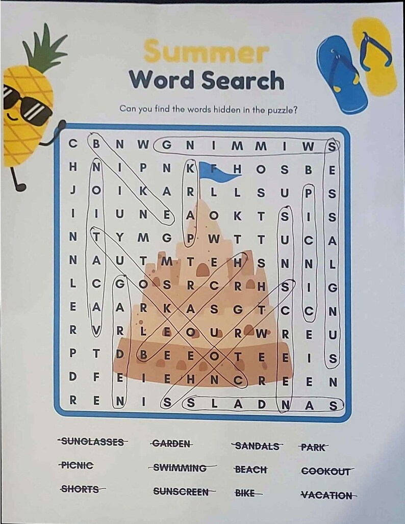 Summer Fun Pages for Kids Coloring Pages and Word Search Etsy Summer Fun Pages for Kids Coloring Pages and Word Search Etsy