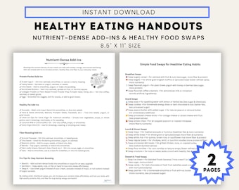 Folletos de nutrición para una alimentación saludable Intercambios de alimentos saludables y complementos ricos en nutrientes