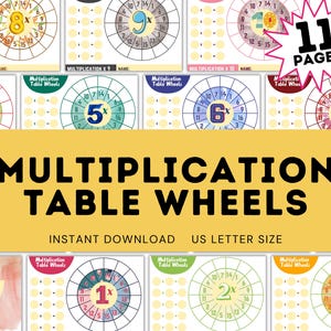 Math Multiplication Table Wheels 1-10