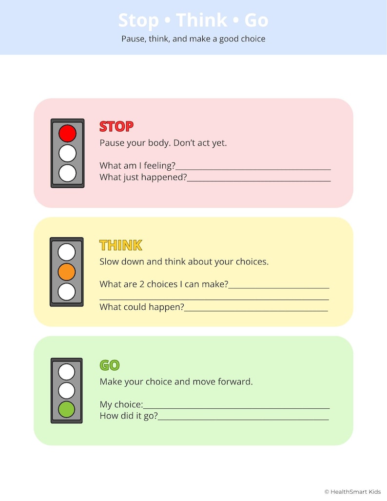 Stop To Think Worksheet.pdf Stop Think Go Worksheet Kids Behavior Reflection Calm Down Printable ...