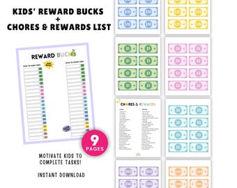 Kids&#39; Reward Bucks + Chores & Rewards List