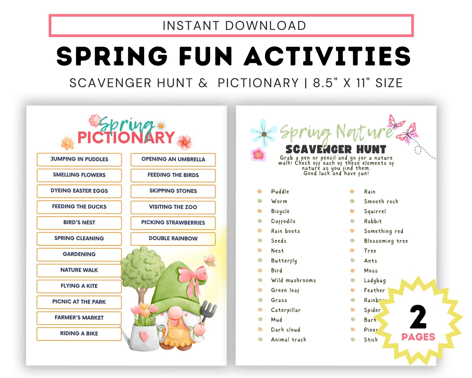 Printable Spring Fun Activities for Kids - Etsy