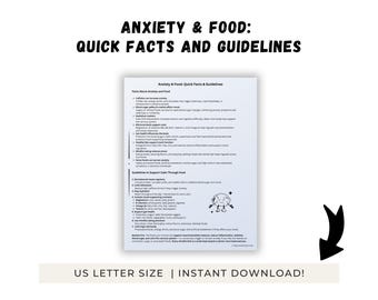 Anxiety and Food Quick Facts Guide | Nutrition & Mood Printable for Parents