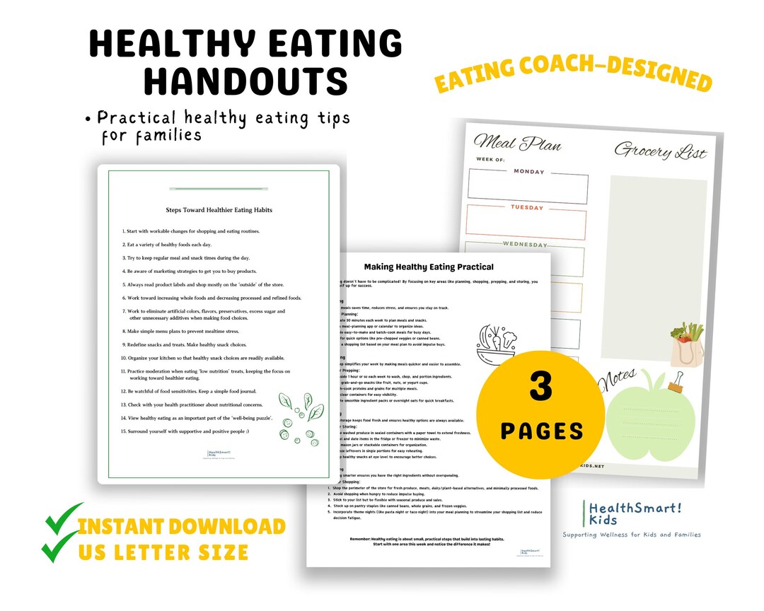 Practical Healthy Eating Tips for Families Printable Guide - Etsy