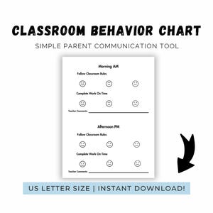 Cuadro de comportamiento en el aula para estudiantes de preescolar o primaria