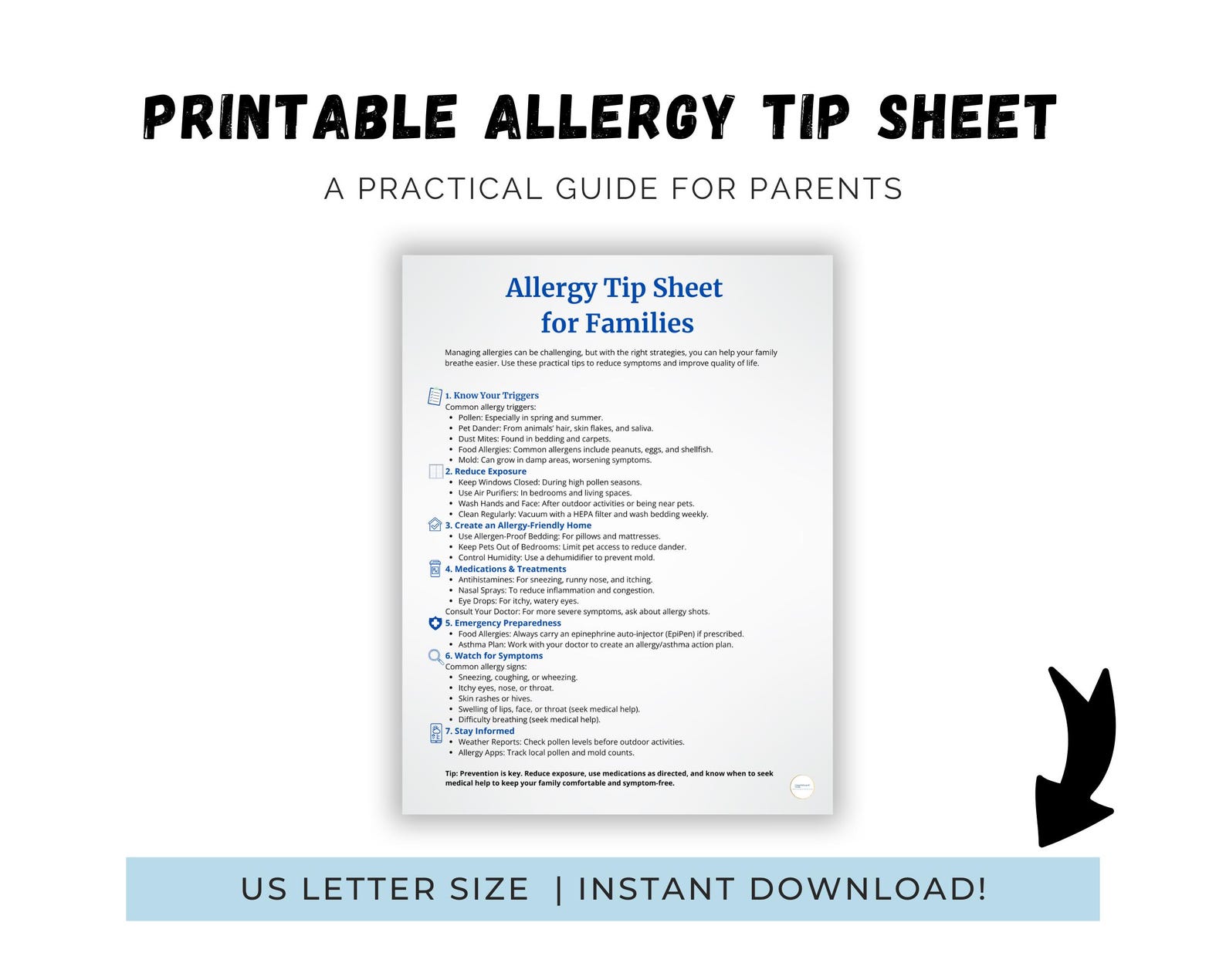 Allergy Patch Testing Sheet.pdf Printable Allergy Tip Sheet | Family Allergy Guide PDF - Etsy