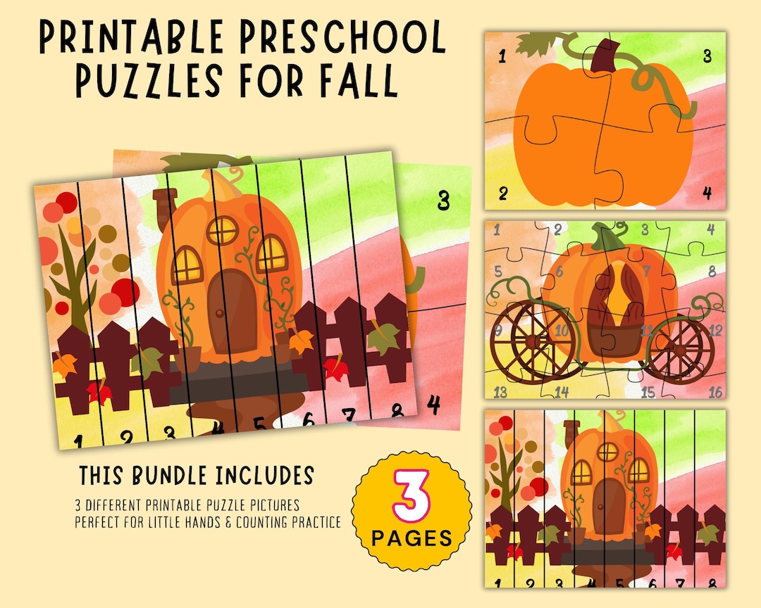 Mini Fall Puzzles Printable Preschool Fall Puzzles - Etsy UK