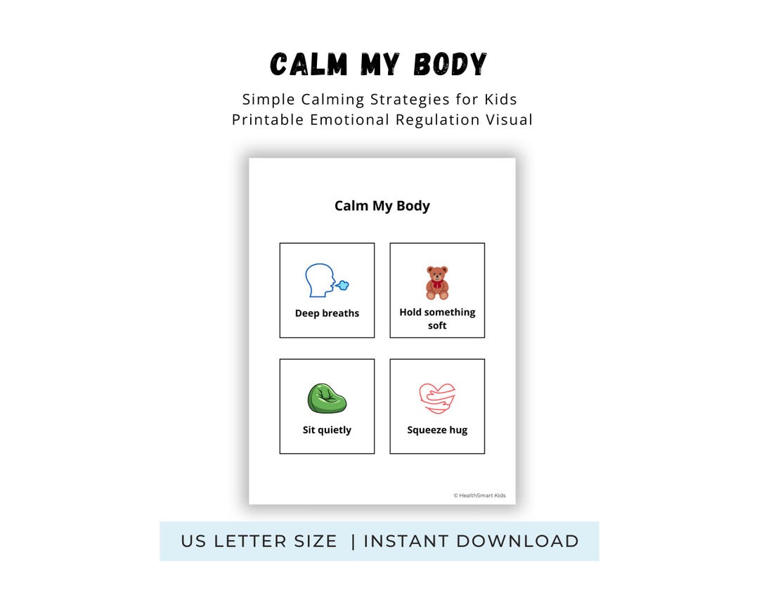 Calm My Body Visual for Kids Emotional Regulation Calm Down Strategies ...
