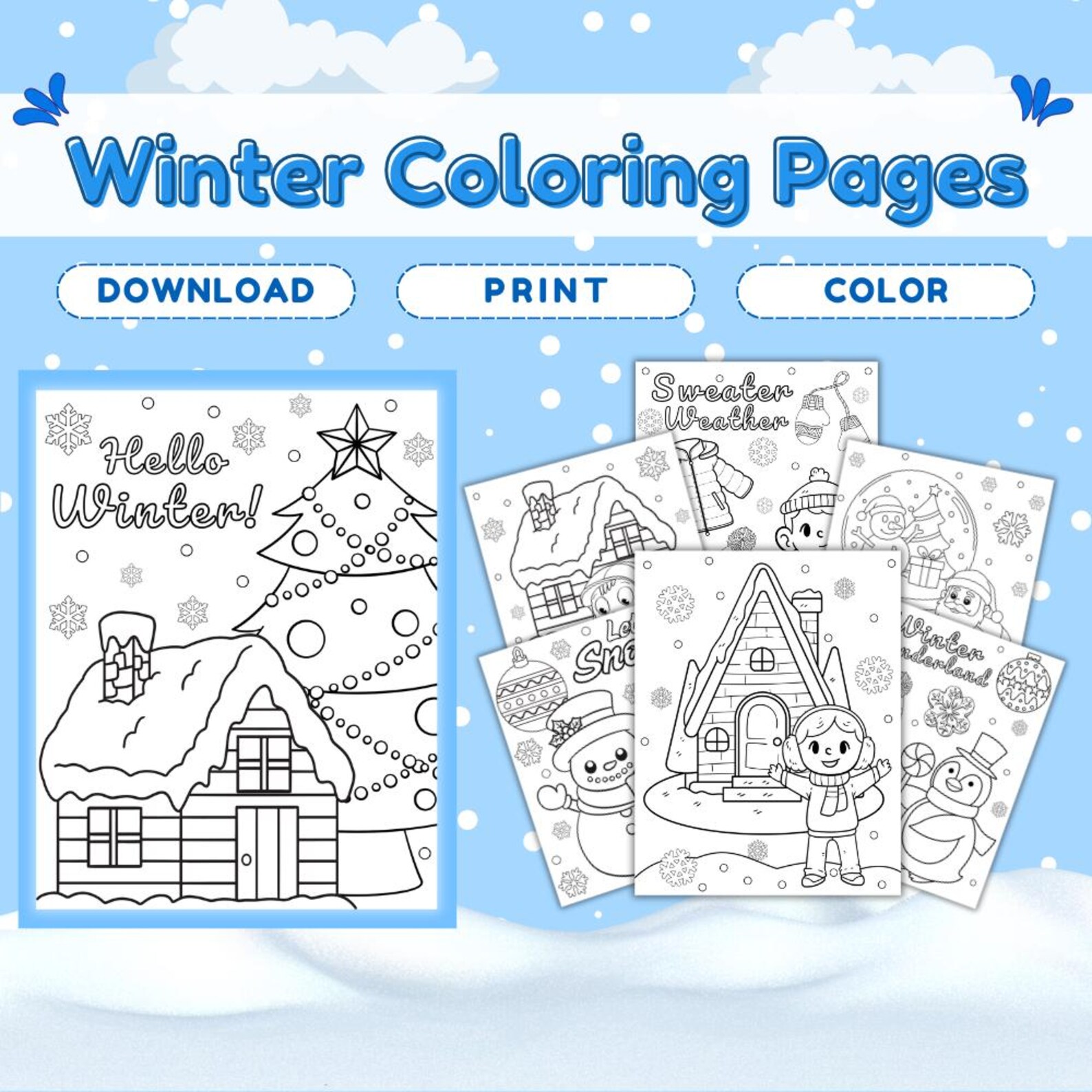 Winter Coloring Book With Alphabet Pages - Etsy