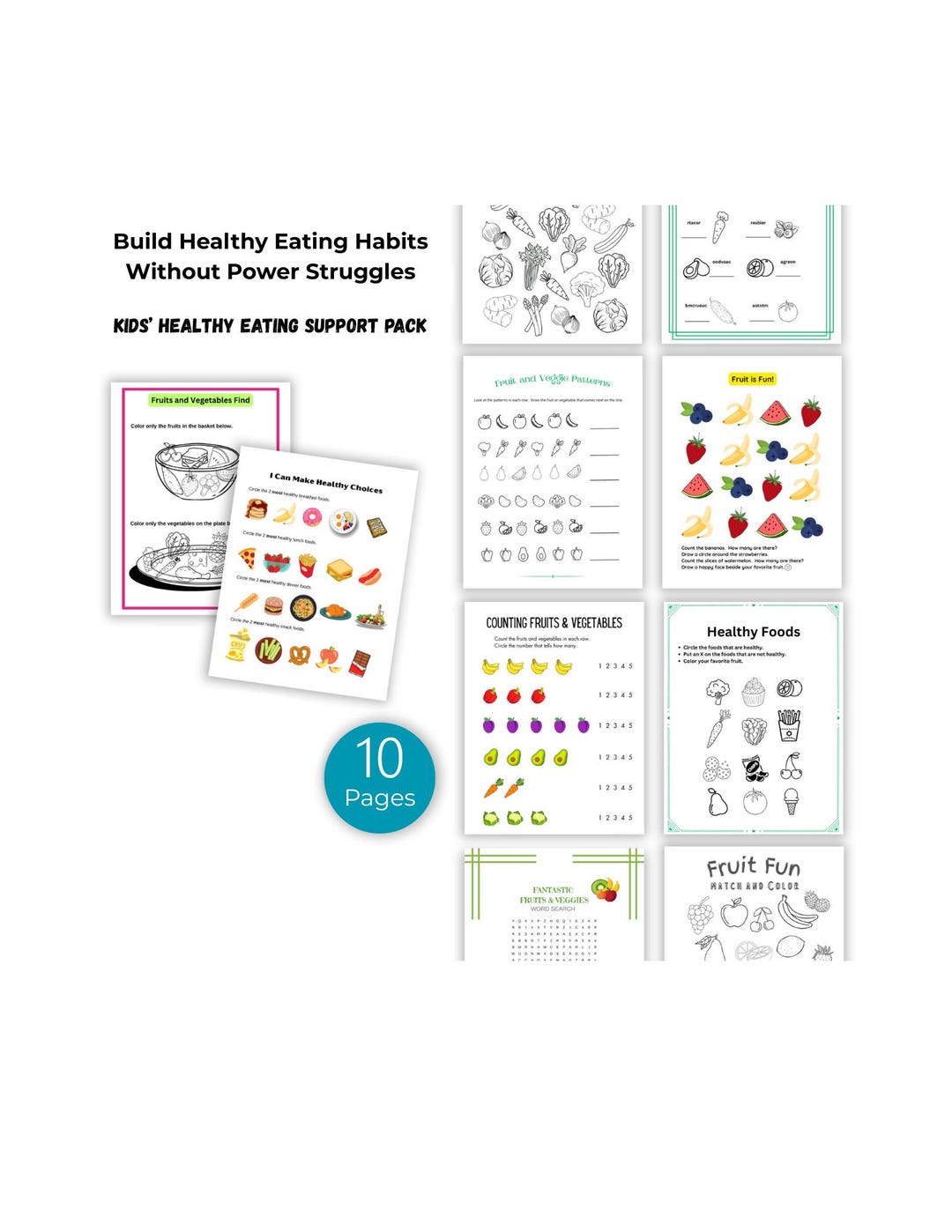 Kids' Healthy Eating Support Pack - Fun Printable Worksheets for Kids ...