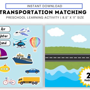 Transportation Matching Preschool Activity Pages