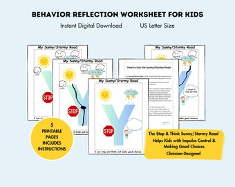 Stop and Think Behavior Worksheet for Impulse Control Behavior Think Sheet Printable ADHD Impulse Control Stop Think Choose Activity