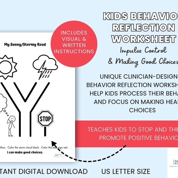 Stop and Think Worksheet - Impulse Control, Behavior Reflection Sheet, Making Good Choices