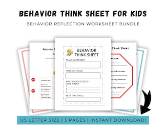 Verhaltensreflexion Arbeitsblätter für Kinder: Selbstreflexion denken Blätter (druckbares PDF-Bundle)