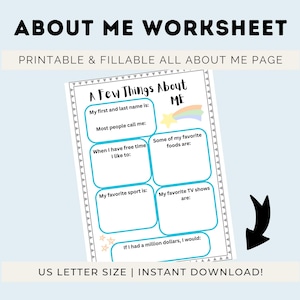 All About Me Worksheet for Kids: Printable Activity Page (PDF)