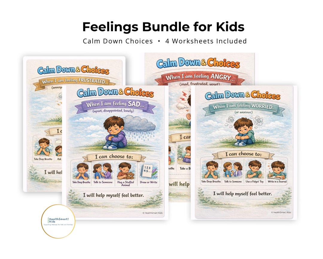 Feelings Worksheets for Kids Calm Down Choices Coping Skills Bundle - Etsy