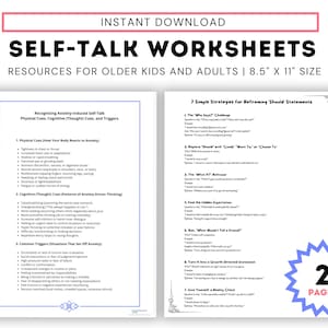 Self-Talk Worksheets for Older Kids Teens and Adults