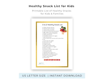 Healthy Snacks for Kids Printable List
