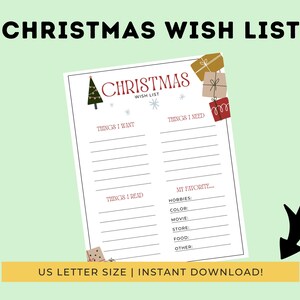 Lista de deseos navideños para imprimir