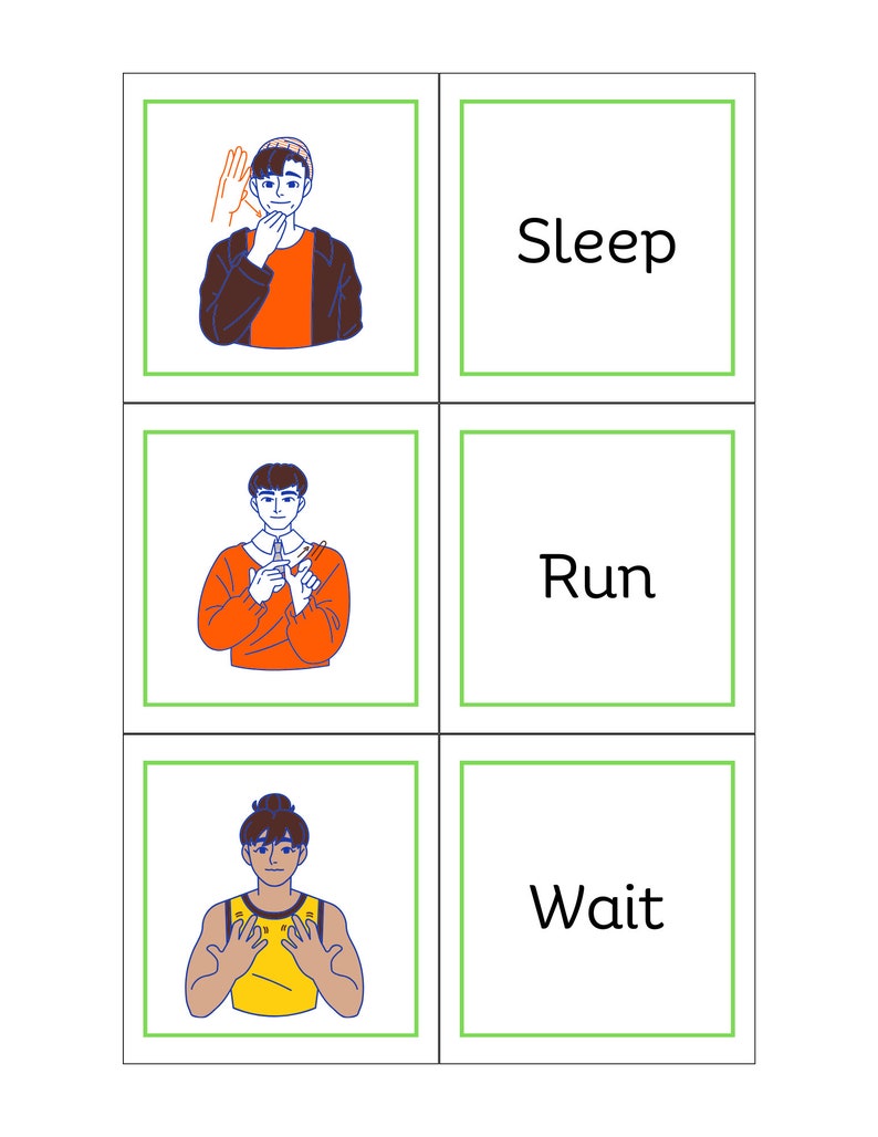 ASL Matching Card Game PDF Download Printable Teaching Cards Etsy
