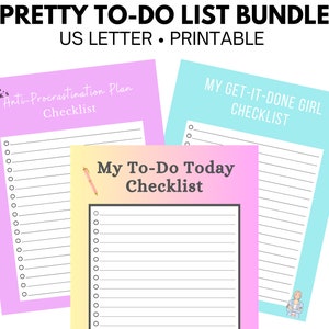 Colorful Printable To-Do List -  3 List Bundle