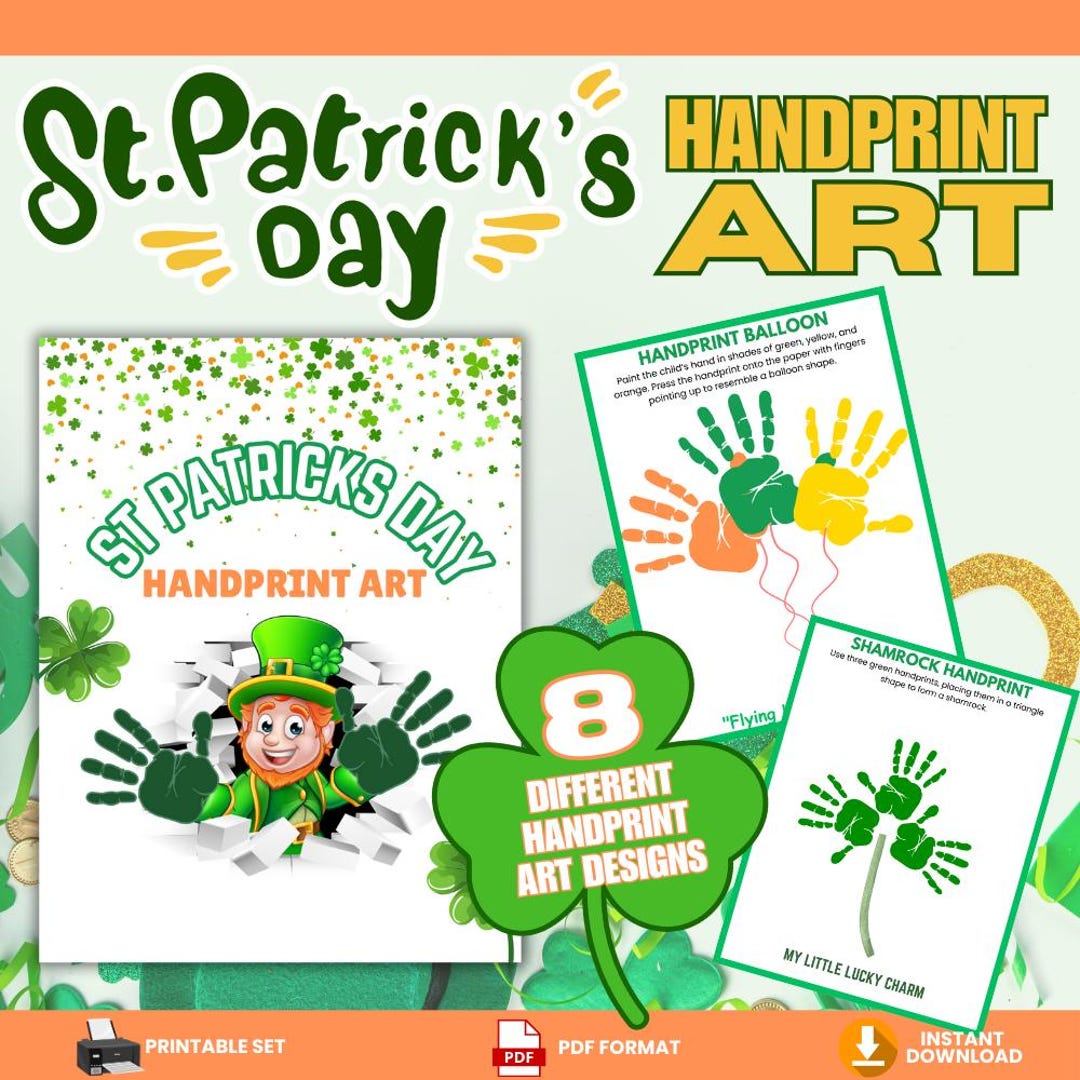 Patrick Handwork St. Patrick's Day Handprint Art Activities Bundle - Etsy