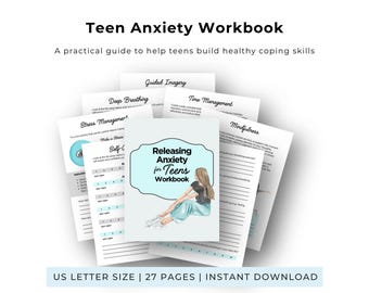 Teen Anxiety Workbook Printable | Coping Skills Activities for Teens