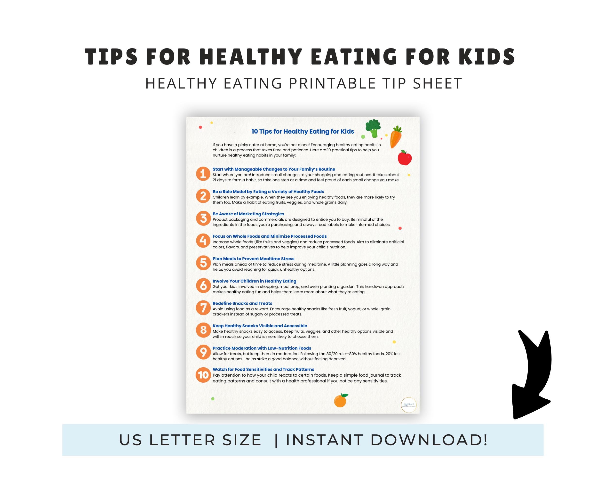 Healthy Eating for Kids Printable PDF - Etsy