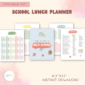 Printable School Lunch Planner for Kids