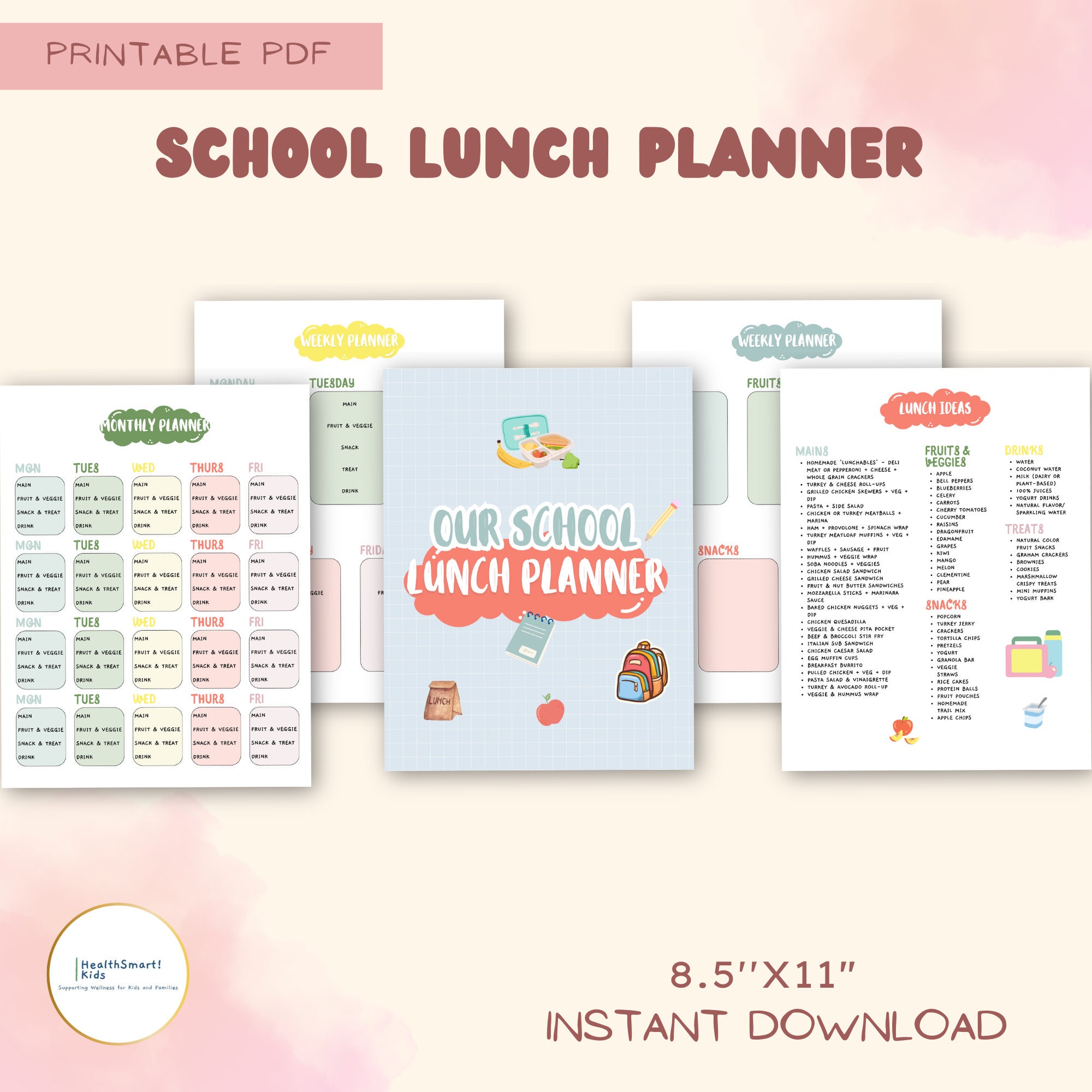 Printable School Lunch Planner for Kids - Etsy
