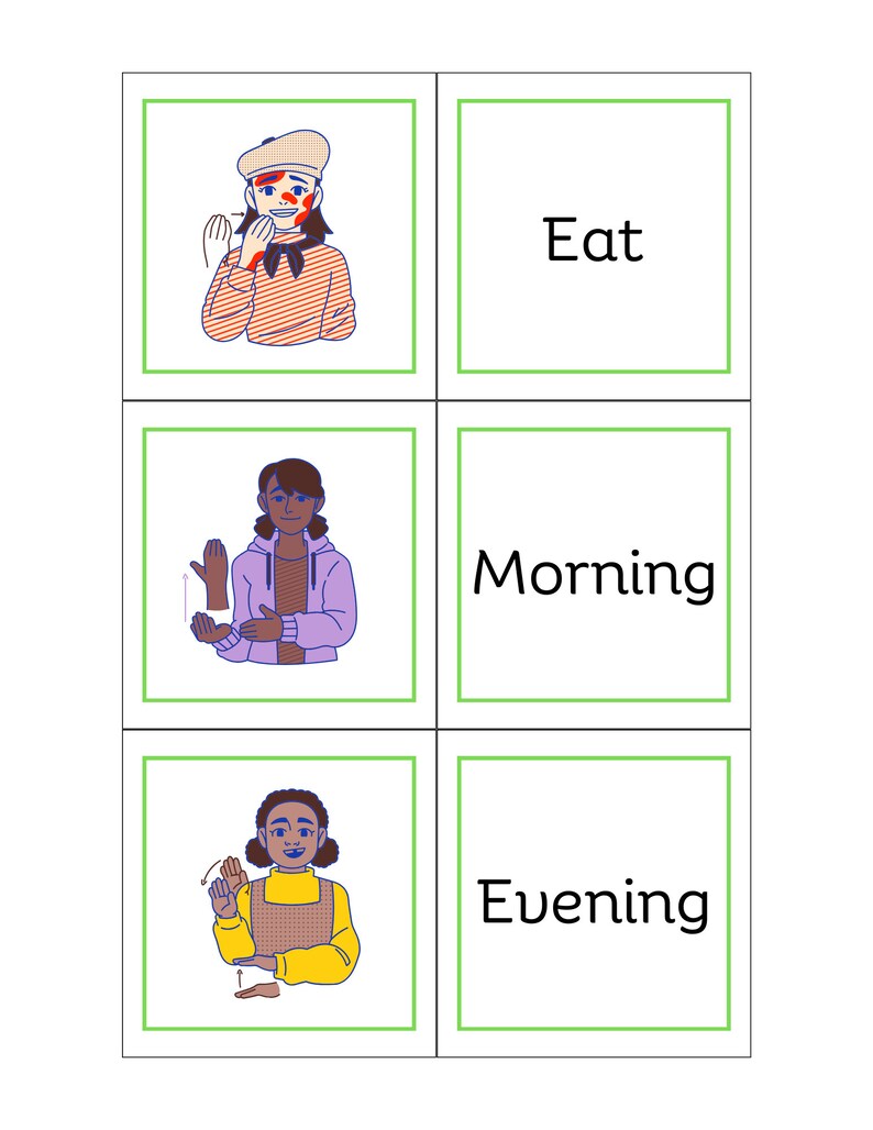 ASL Matching Card Game PDF Download Printable Teaching Cards Etsy