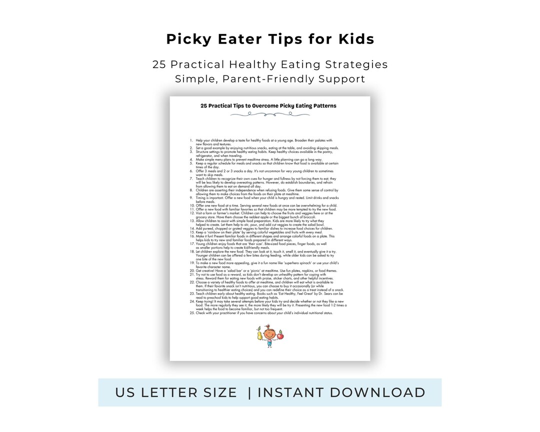 Picky Eater Tips for Kids Healthy Eating Habits Printable PDF Parent ...