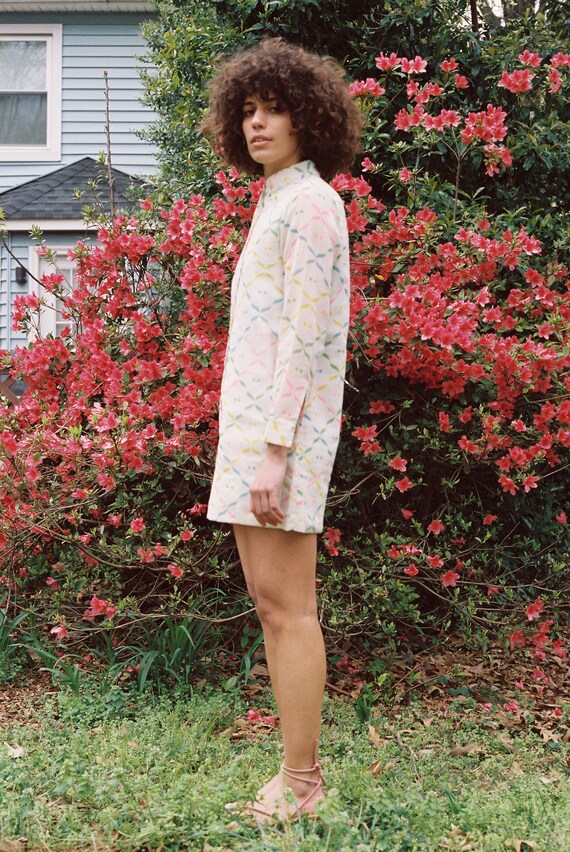 70s Vintage Printed Mini Shift Dress