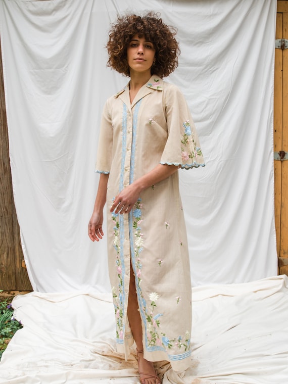 Vintage 60s Kaftan Maxi Dress