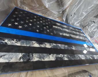 Blue Line Flag Art Piece (Customizable)