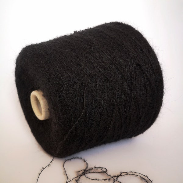 Black natural alpaca merino wool Luxury loop boucle yarn on cone Yarn cake Weaving Hand and machine knitting Crochet per 100-200g/3.5-7oz