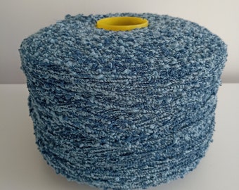 Boucle art yarn Wool boucle yarn Fancy art yarn Fantasy boucle yarn Mix color blue Hand knitting, weaving 100-200g/3.5-7 oz yarn