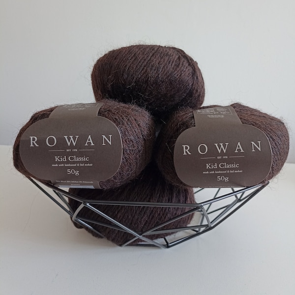 Brown lambswool yarn Rowan kid classic Luxury soft aran weight yarn Coffee brown color wool and mohair hand knitting yarn 50g/1.75 oz yarn