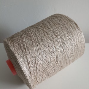 Linen yarn 100% Linen thread Natural beige linen yarn on cone Luxury linen for hand and machine knitting, weaving 100g/3.5 oz yarn cake