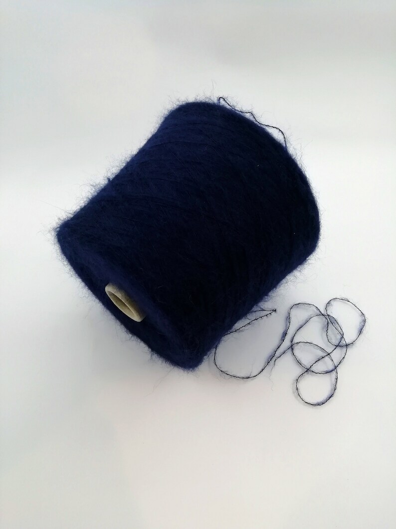 Mohair weaving yarn Navy blue kidmohair Gift yarn on cone Etsy