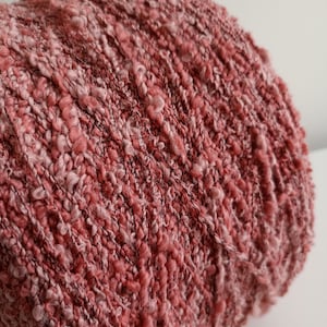 Hilo de lana bouclé para arte, nudo elegante, hilo de fantasía, moline, rosa frambuesa, para tejer a mano, ovillo de 100-200 g/3,5-7 oz