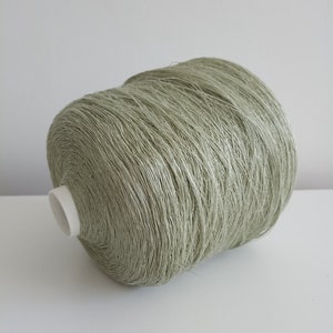 Linen yarn 100% Linen thread Natural phistachio linen yarn on cone Luxury linen for hand and machine knitting, weaving 100g/3.5oz yarn cake