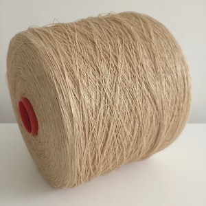 Linen yarn 100% Linen thread Natural gold beige linen yarn on cone Luxury linen for hand and machine knitting, weaving 100g/3.5 oz yarn cake