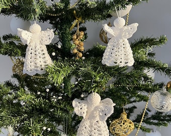 Crochet Christmas Angel Ornaments: Handmade Cotton Set of 3