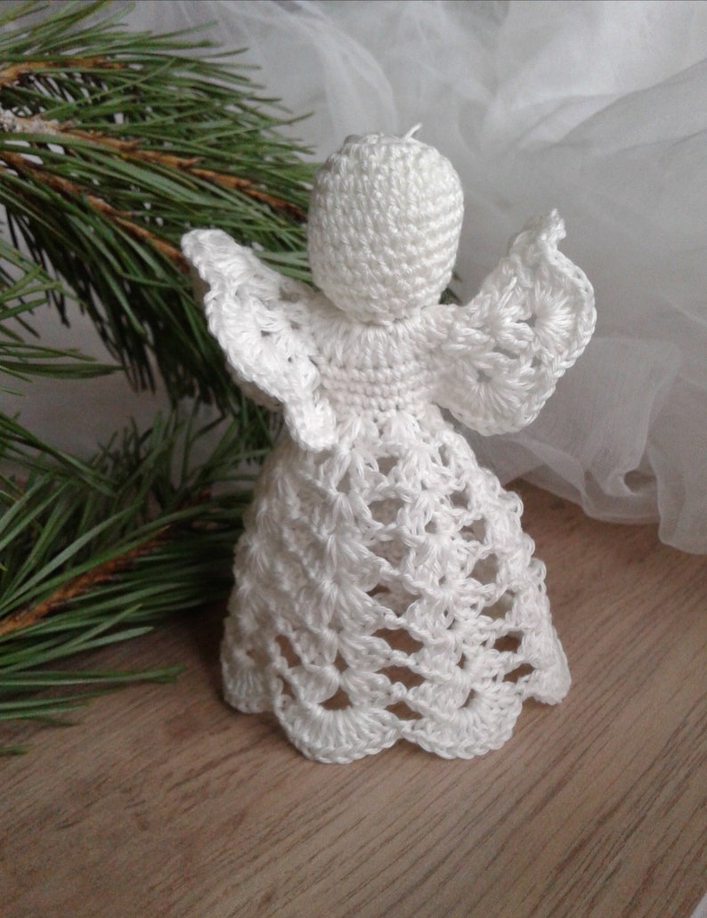 Christmas angel Crochet white guardian angel Christmas home decor Baptism ornament Table top decor Wedding ornament Christening angel